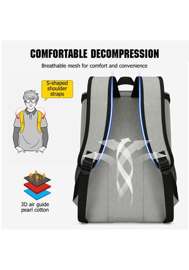 Yaozixa Isı Yalıtımlı Sırt Çantası - Soğuk/ısı Saklama, Leak-proof İç Liner, Piknik/doğa Seyahatleri, Gri-kırmızı Gri - Turuncu