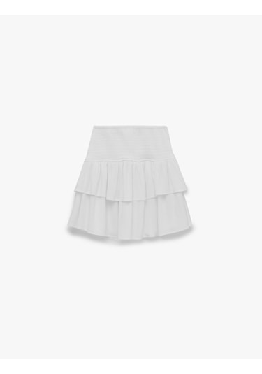 Koton Gipeli Viskon Crinkle Katlı Mini Etek Beyaz 6sal70017ıw