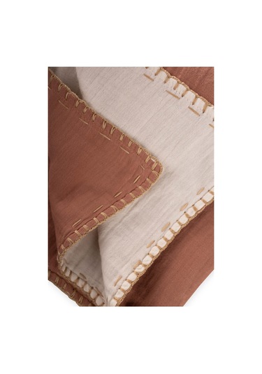 Cigit Müslin Çift Taraflı El İşili Bebek Battaniye Yıkanmıştır 100x100 CM Naturel Kahve Natürel