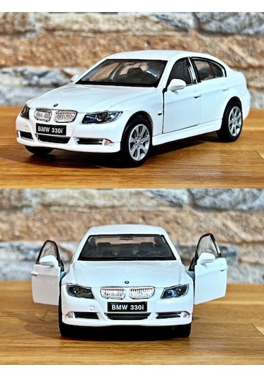 Bmw 330i Çek Bırak Die - Cast Metal Model Araba - Beyaz 11.5 Cm