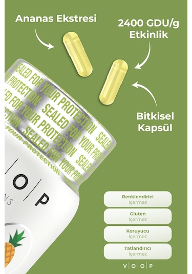 Voop Bromelain 500 MG Ananas 30 Bitkisel Kapsül