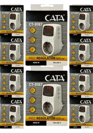 Cata Ct-9187 4000w Akım Korumalı Led Göstergeli Priz 10 Adet
