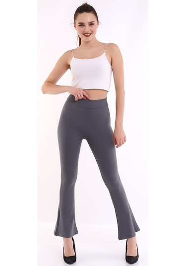 Kadın Koyu Gri Yüksek Bel Fitilli Dayanıklı Örme Kumaş ToparlayıcGri