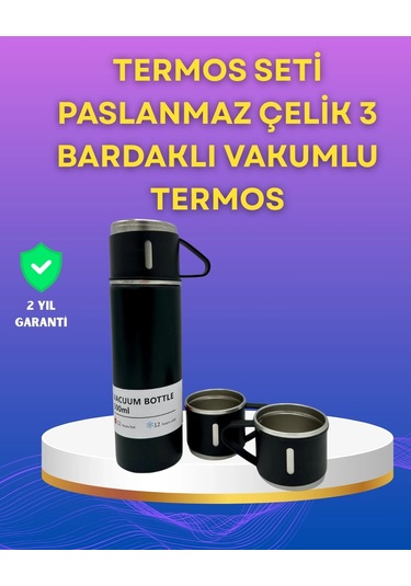 Bfs Çelik Termos Bardak Seti 500 Ml Kapasite, Kaymaz Taban, Hediye Kutulu Çok Renkli