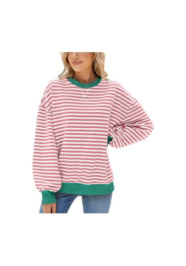 Hnxc Kadın Modası Rahat Çizgili Baskılı Uzun Kollu O-boyun Kapşonlular Ve Sweatshirtler Pembe&beyaz Pembe - Beyaz Hnxc Kadın Modası Rahat Çizgili Baskılı Uzun Kollu O-boyun Kapşonlular Ve Sweatshirtler Pembe&beyaz Pembe - Beyaz