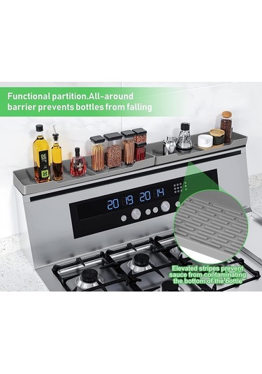 Ulzyvf Mıknatıslı Silikon Ocak Üstü Rafı - Baharat Ve Sos Şişeleri İçin Pratik Saklama Çözümü Koyu Gri/siyah Siyah