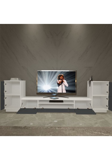 Decoraktiv Trendstyle On2s Mdf Tv Ünitesi Tv Sehpası Beyaz - Antrasit