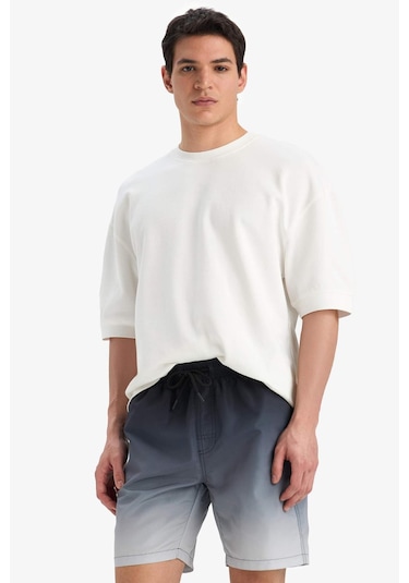 Defacto Regular Fit Degrade Baskılı File Astarlı Diz Üstü Deniz Şortu Z6873az25hsbk27 Siyah