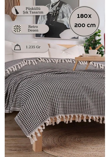 Battaniye Pamuk Piramid 180x200 Cm Siyah