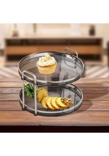 Suntek 2 Katlı Sayaç Tepsi Oturma Odası Kozmetik Depolama Gri Gri