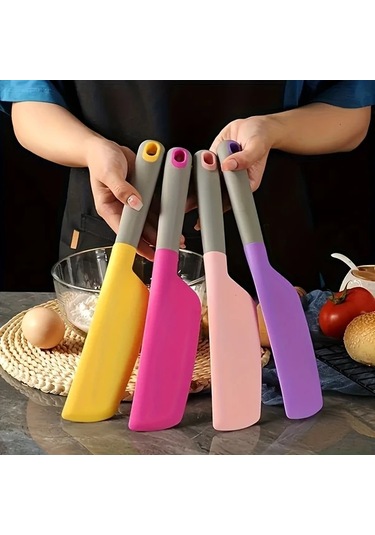 Chuangyinshop Pembe Ekstra Büyük Silikon Spatula Yapışmaz Isıya Dayanıklı Mutfak Aleti Pembe Kırmızı