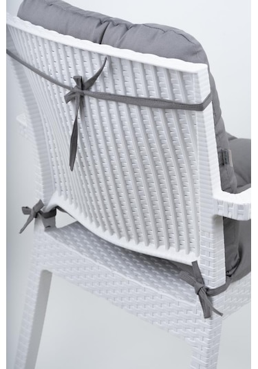 Neva Pofidik Antrasit Arkalıklı Sandalye Minderi Özel Dikişli Bağcıklı 44x84 Cm Antrasit