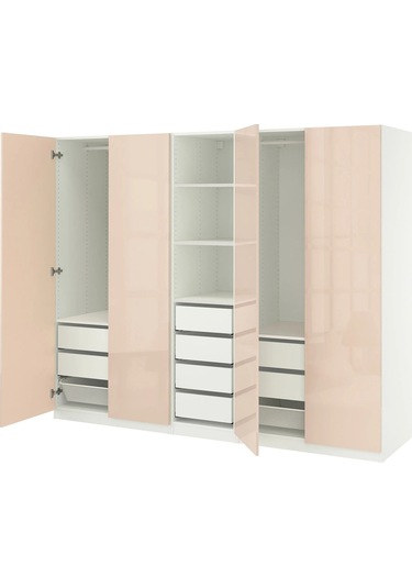 Ikea Beyaz Şık Kapaklı Gardırop 250x60x201 Cm