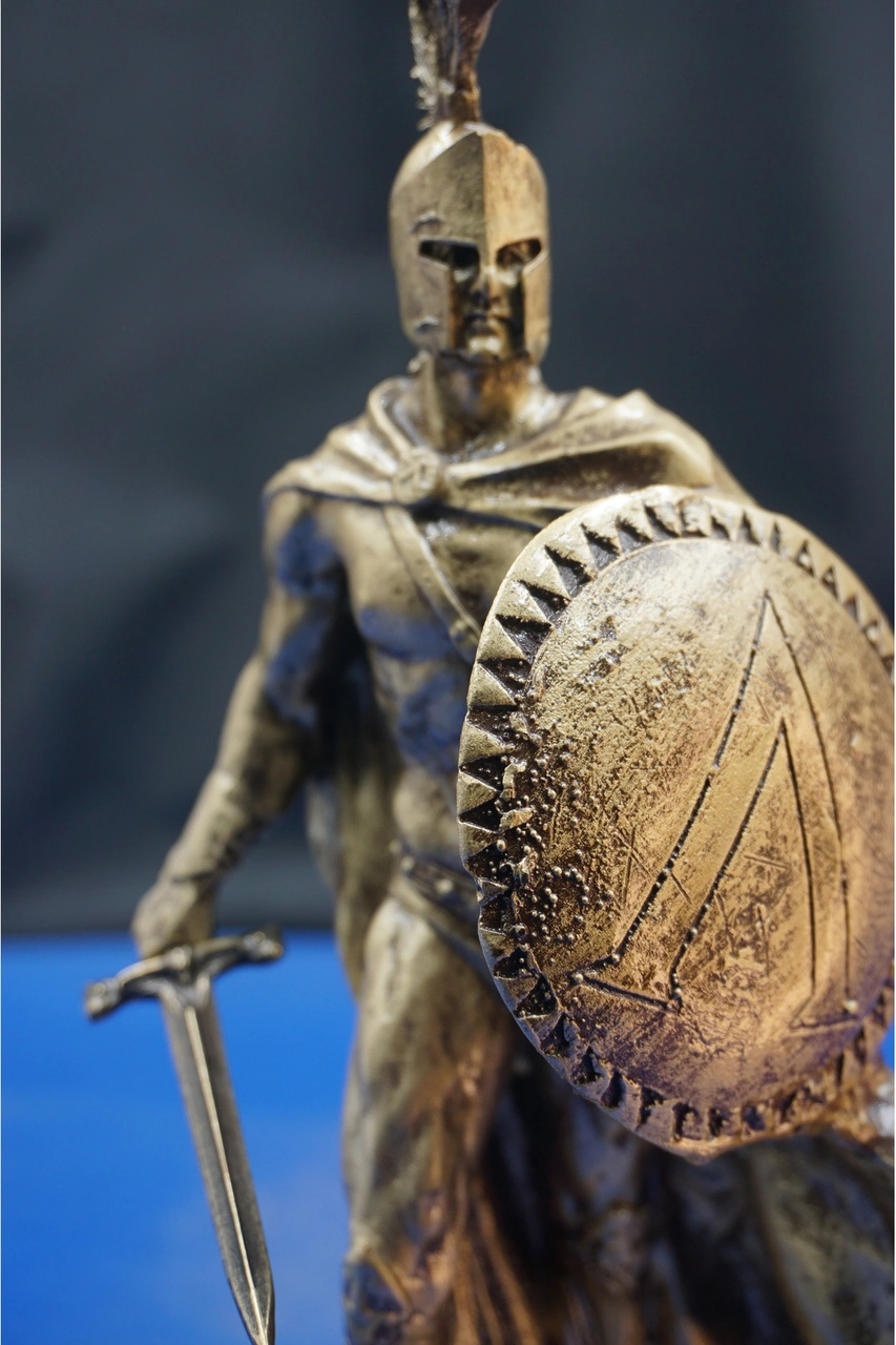 Antik Yunan Mitolojisi Leonidas Heykel Biblo Güç Ve Cesareti Yansıtan Dekoratif Aksesuar 25 Cm Altın