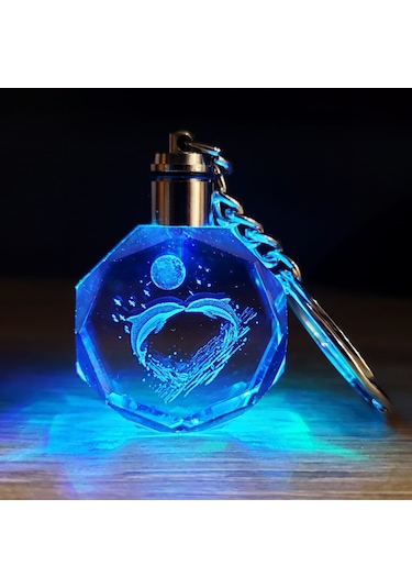 Yunus Balığı Tasarımlı Renk Değiştiren Işıklı Anahtarlık Beyaz