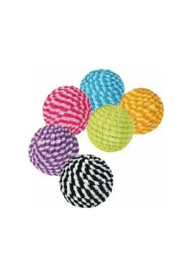 Trixie 4.5 CM Spiral Desenli Örgü Top Kedi Oyuncağı Çok Renkli