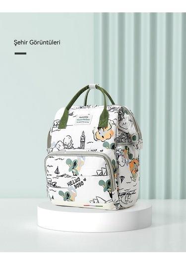 Sınır Ötesi Büyük Kapasiteli Anne Çantası Dışarı Çıkıyor Açık Yeşil