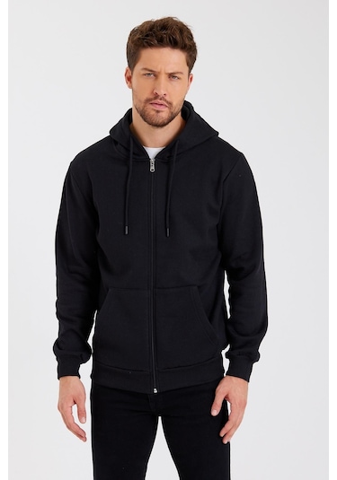 Comeor Kanguru Cepli Kapüşonlu Fermuarlı İçi Pamuklu Erkek Sweatshirt Siyah 001 Siyah Comeor Kanguru Cepli Kapüşonlu Fermuarlı İçi Pamuklu Erkek Sweatshirt Siyah 001 Siyah