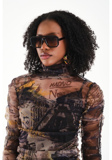 Büzgülü Tül Elbise Yeşil