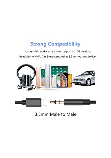 Apple Uyumlu İphone Aux Kablosu Lightning To 3.5mm Jack Çevirici Dönüştürücü Beyaz Bluetooth Gerektirmez