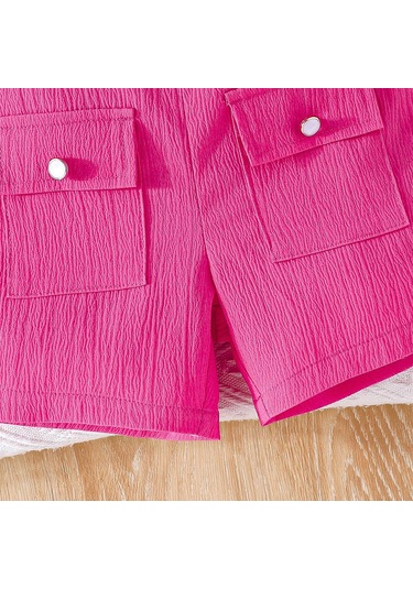 6m-5y Kız Çocuk Giyim Çocuk Yaz Kısa Kollu + Şort İki Parça Kız Çocuk Kısa Kollu Takım Kırmızı