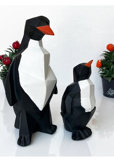 Dekoratif Biblo Penguen Ve Yavrusu , Hediyelik Penguen Ve Ailesi