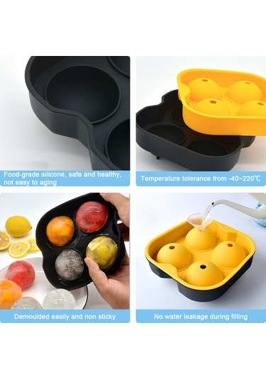 Hombey Mutfak Silikon Buz Topu Formu Küçük Boy Mavi-sarı 2 Adet 4-6 Saatte Hızlı Buzoluşturucu Kahve İçecekler İçin Çok Renkli