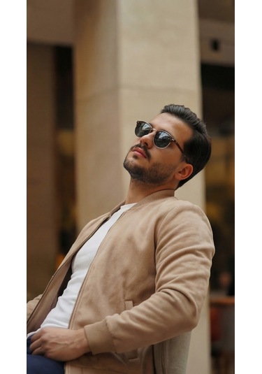 Efnaz Style Erkek Scuba Süet Kumaş Bomber Hırka Taba