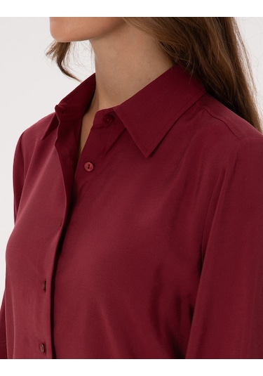 Pierre Cardin Kadın Mürdüm Gömlek Desenli 50318195-vr074 MÜRDÜM