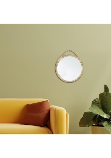 Suntek Yuvarlak Duvar Aynası Rattan Çerçeve 11 '' Yuvarlak Bej