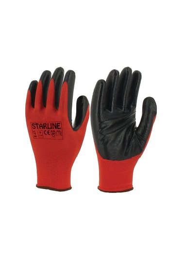 Starline E-43 Nitril Eldiven Kırmızı-Siyah 12 Çift 9