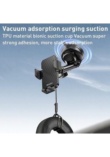 Wondernest Yesido C173 Vantuzlu Teleskopik Araç Telefon Tutucu Çubuk Siyah Siyah