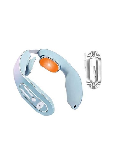 Dm K05 Taşınabilir Isıtmalı Boyun Masaj Aleti, Darbe Terapi, Akülü Akıllı Masaj Aracı, Açık Mavi Açık Mavi