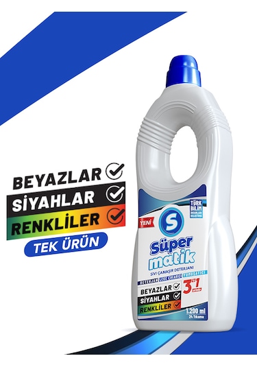 Süpermatik 3'ü 1 Arada Sıvı Çamaşır Deterjanı 1200 ML