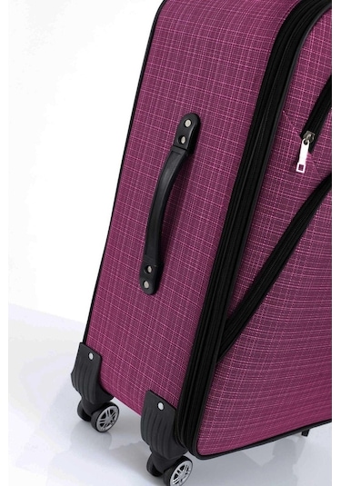 Gedox Büyük Ve Kabin Boy Valiz Seti 4 Teker Kumaş Valiz Mor 1081