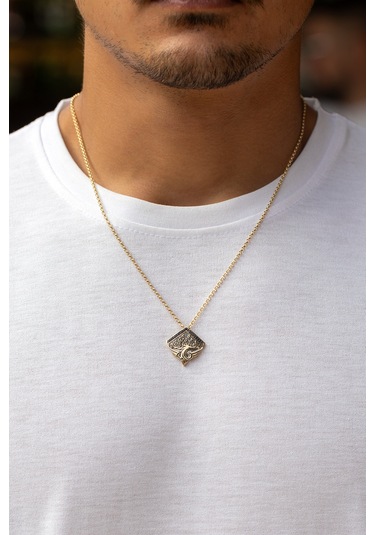 Cenova Kuyumculuk 14 Ayar Altın Taş Detaylı Ejderha Figürlü Erkek Kolye