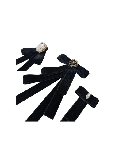 4 Lü Kadife Broş Set,yaka İğnesi, Yaka Cicegi ,gül Broş Siyah