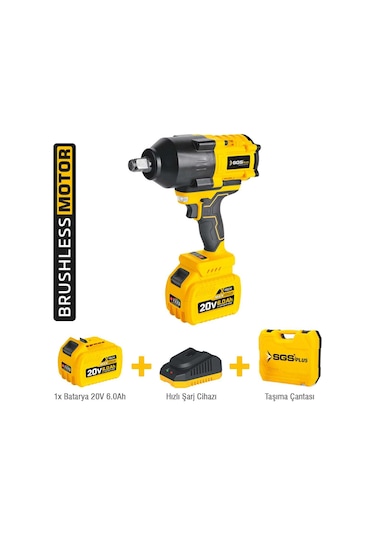Sgs SGS5504 - 3/4 - 20 Volt 6 Amper 1200 NM Tork Akülü Darbeli Somun Sıkma Sökme Makine Seti Tek Akülü