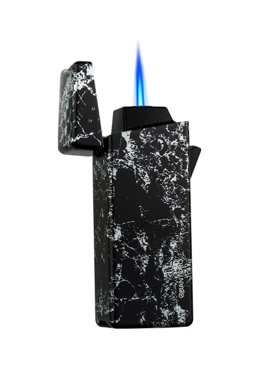 Quantoro Tek Torch Pürmüz Siyah Desenli Metal Puro Çakmağı - Trz1061