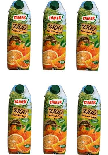 Tamek %100 Portakal Suyu 1 Lt X 6 Adet