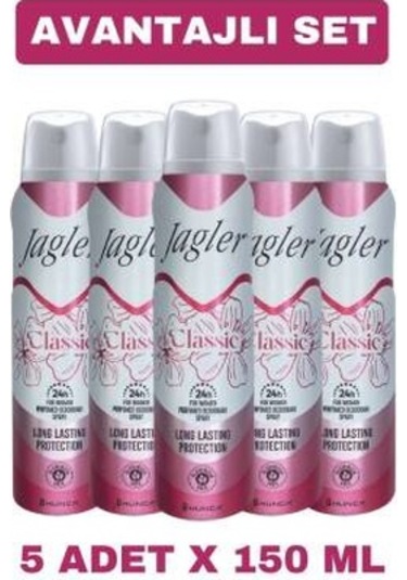 Jagler Classic Kadın Sprey Deodorant 5 x 150 ML