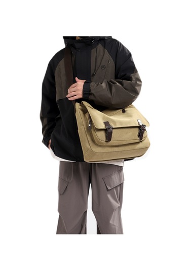 Erkek Çok Amaçlı Büyük Kapasiteli Kanvas Omuz Çantası X001 Kahverengi