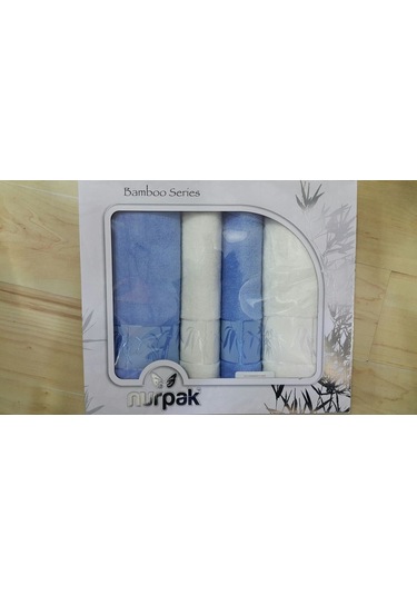 Nurpak 4 Parça Bambu Havlu Takımı Mavi Krem