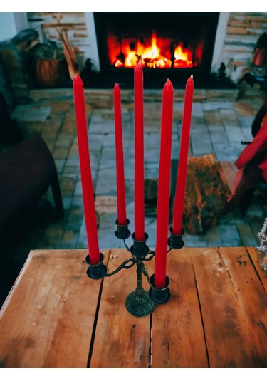 Kandlefo Uzun Antik Mumlar 34 Cm 5'li Paket 211812285 Kirmızı