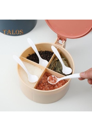 Pembe Kapaklı Baharat Kutusu İskandinav Tarzı 4 Bölmeli Kullanımı Kolay Kokusuz Kolay Tutulan Baharat Kutusu Ev Gereçleri Pembe