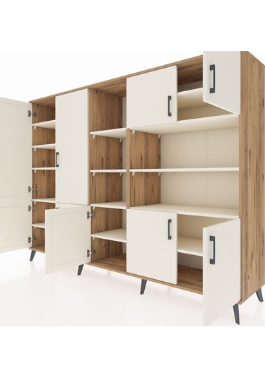 Hyperion Dolap 14 Raflı 9 Kapaklı 220x44x163 Çam-aytaşı Çam-aytaşı