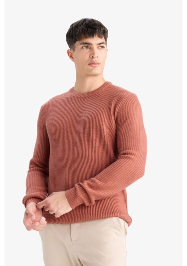 Defacto Standart Fit Bisiklet Yaka Triko Kazak C8814ax25wnog552 Turuncu