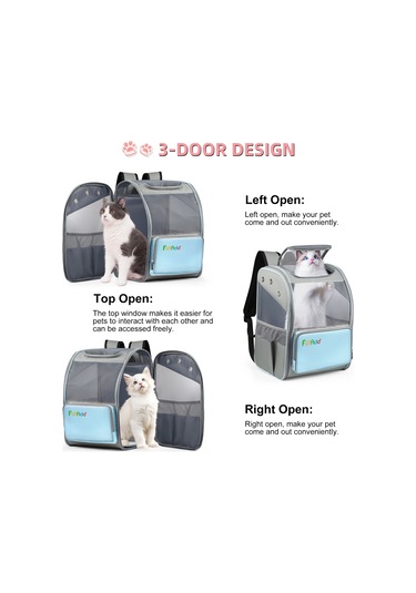 Funadd Fold Nefes Alabilir Pet Sırt Çantası Açık Omuzlar Kedi Çantası Mavi