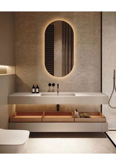 Fawdecor Led Işıklı Oval/kapsül Duvar Aynası 30 X 60 Gün Işığı