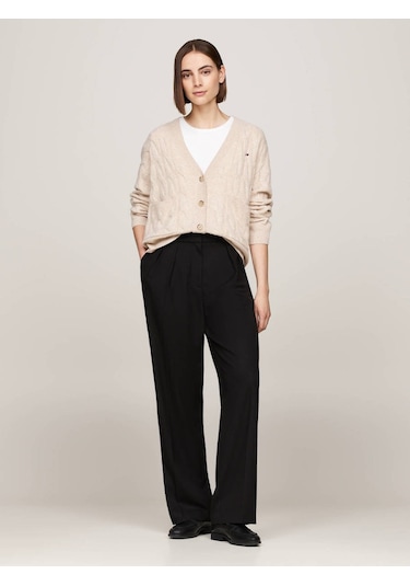 Tommy Hilfiger Soft Wool Cable Cardıgan Kadın Bej Hırka - Ww0ww43089 Bej Tommy Hilfiger Soft Wool Cable Cardıgan Kadın Bej Hırka - Ww0ww43089 Bej